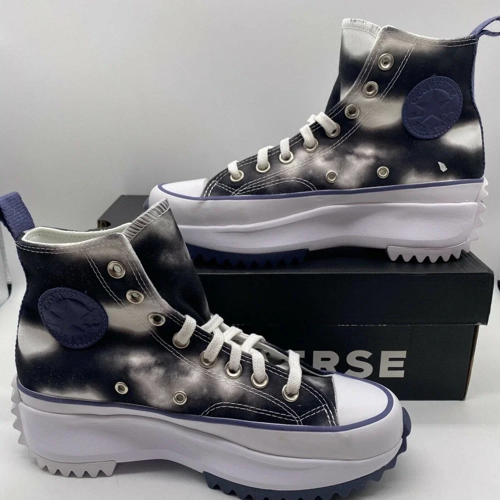 Converse Women Run Star Hike High Cloud Wash 572537C Black/White/Steel Size 7-10 - Picture 2 of 8